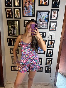 Pijama Sofia - Alcinha com Short - Love 01