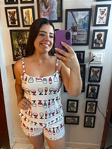 Pijama Sofia - Alcinha com Short - Vinho 01