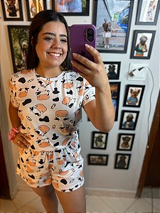 Pijama Tradicional - Manga Curta com Short - Vaquinha 05