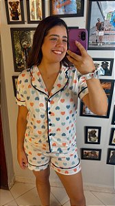 Pijama Americano - Manga Curta c/ Short - Coração 38