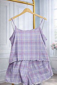 Pijama Ondinha Virgínia - Cropped com Short - Xadrez 01