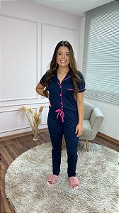 Pijama Americano - Manga Curta com Calça - Liso 13