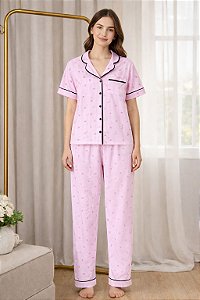 Pijama Americano - Manga Curta com Calça - Laço 01