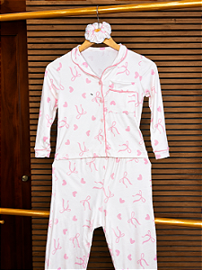 Pijama Americano Infantil - Manga Longa c/ Calça - Laço 01