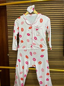 Pijama Americano Infantil - Manga Longa c/ Calça - Beijinho 01