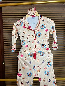 Pijama Americano Infantil - Manga Longa c/ Calça - Moana 01