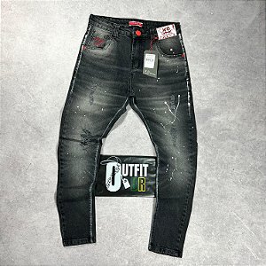 CALÇA BROW JEANS BLACK RED