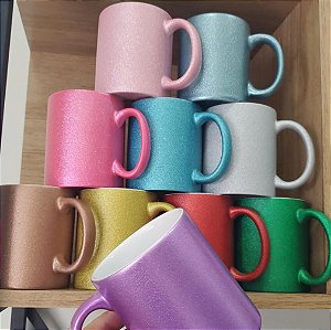 Caneca colorida com Glitter