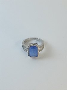 ANEL KUNZITA AZUL FUSION RETANGULAR COM ZIRCONIAS