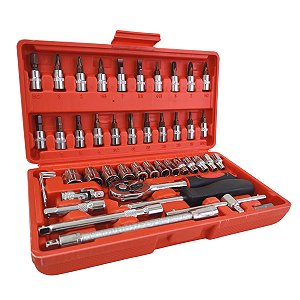Kit 46 Chave Catraca Jogo De Soquetes Allen Torx Ferramentas