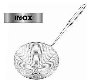 Escumadeira P/ Fritura Com Pegador Inox Pastel Batata Frita