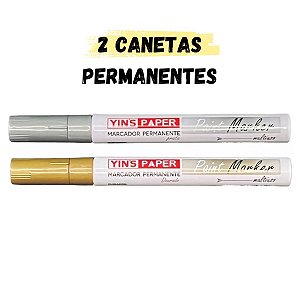 2 Canetas Permanente 2.8mm Borracha Metal Vidro Plástico
