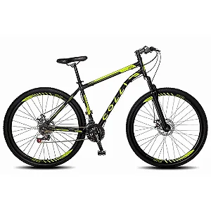 Bicicleta Athena Aro 29 Aço 21v Suspensão Dianteira Freio Mecânico Preto/Amarelo Neon - Colli Bike