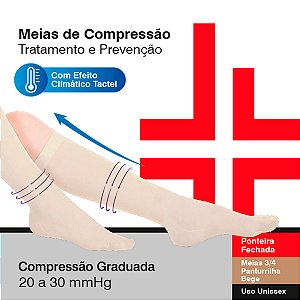 Meias Compressivas - Antitrombo - Pré e Pós Linha Tromb 1200 Cirúgica 20 a 30mmHg Compressão Graduada, ponteira fechada