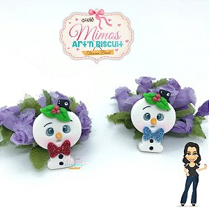 Mini Aplique Boneco De Neve De Natal Em Biscuit