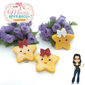 Mini Aplique Estrela Natalina Em Biscuit