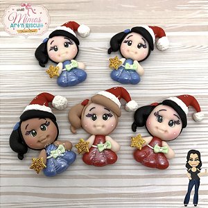 Aplique Menininha Natalina Em Biscuit