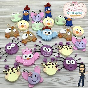 Apliques Turma da Galinha em Biscuit