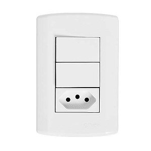 Interruptor 2 Teclas (1 Simples + 1 Paralela) + Tomada 20A 2P+T Linha Modular Pluzie