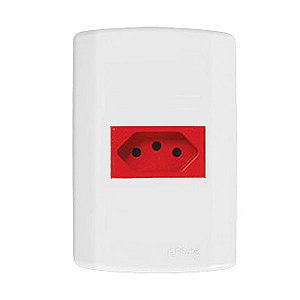 Tomada 2P+T 20A Vermelha Linha Modular - Pluzie