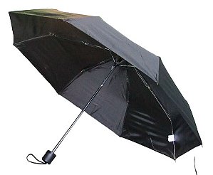 12 Unidades de Guarda chuvas Mini Manual Lisos Pretos Cabo Reto Ref. PB 001