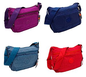 Pacote De 06 Bolsas Femininas Tiracolo Em Nylon Tactel Resinado Colorida Ref. 6593
