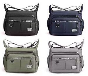 Pacote De 06 Bolsas Unissex Transversais Em Nylon Poliéster Resinado  Ref. 7907
