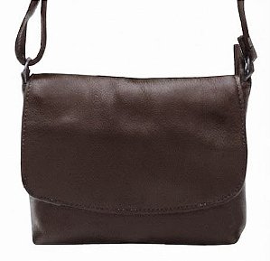 Bolsa Feminina Transversal Com Tampa em Couro 100% Legítimo