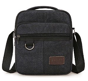 Bolsa Transversal Média Unissex Em Nylon Resinado Camurça Ref. 8245