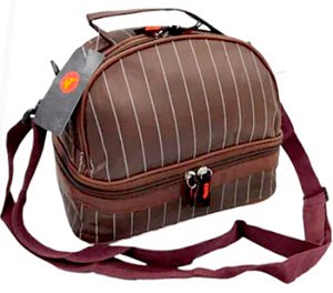 Bolsa Térmica 02 Compartimentos Em Nylon Poliéster Resinado Listrado Resinado Ref. 3345