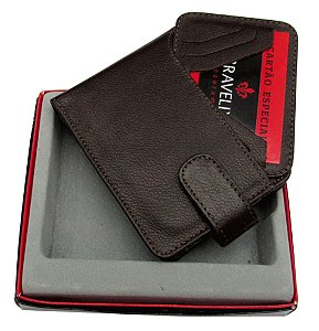 Carteira Masculina Com Fecho Em Couro Legítimo Com Proteção Anti Furto Bravelly Ref. 338