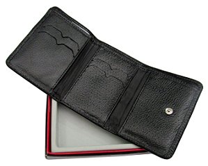 Carteira Unissex Pequena Com Botão de Pressão Em Couro Legítimo Com Proteção Anti Furto Bravelly Ref. 018