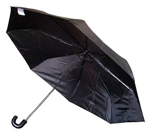 12 Unidades de Guarda Chuvas Mini Manuais Tecido Preto Cabo Curvo Ref. PB 200