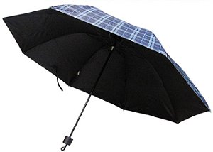 Sombrinha Mini Contra Vento Manual Em Ferro Com Estampa Xadrez Com Proteção U.v Interno Ref. 3046 S6