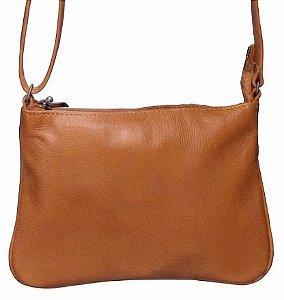 Bolsa Feminina Transversal Com Ziper Frontal em Couro 100% Legítimo Bellcabana