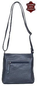 Bolsa Feminina Transversal Com Ziper Frontal em Couro 100% Legítimo Ref. 243