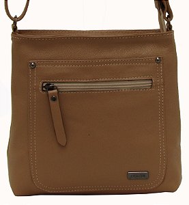 Bolsa Feminina Transversal Com Ziper Frontal em Couro 100% Legítimo Ref. 243