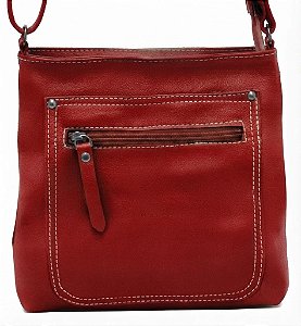 Bolsa Feminina Transversal Com Ziper Frontal em Couro 100% Legítimo Bellcabana