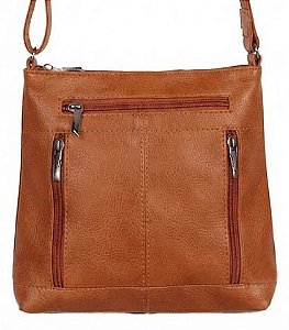 Bolsa Feminina Transversal Com 03 Bolsos Frontais em Couro 100% Legítimo Bellcabana