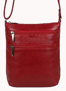 Bolsa Feminina Transversal Com 03 Bolsos Frontais em Couro 100% Legítimo Bellcabana