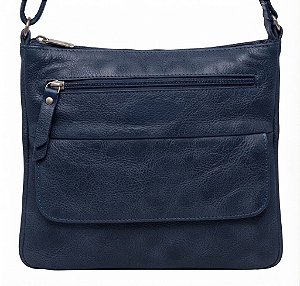 Bolsa Feminina Transversal Com Bolsos Frontais Frontal em Couro 100% Legítimo Bellcabana