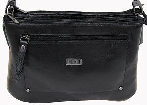 Bolsa Feminina Transversal Com 03 divisões Com Ziper Frontal em Couro 100% Legítimo Ref. 570