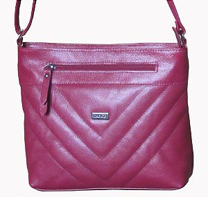 Bolsa Feminina Transversal Com Bolso Frontal em Couro 100% Legítimo Ref. 242
