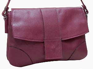 Bolsa Feminina Transversal Lisa Com Tampa Frontal em Couro 100% Legítimo Ref. 564