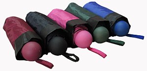 12 Unidades de Sombrinhas Femininas Super Mini Contra Vento Manuais Lisas Com U.V Interno