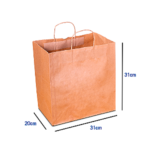 Sacola de Papel Kraft - GG - 31 x 20 x 31 cm