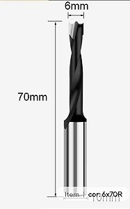 Broca (não passante) tipo HW ø 6 mm x 70mm x 10mm