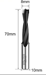 Broca (não passante) tipo HW ø 8 mm x 70mm x 10mm