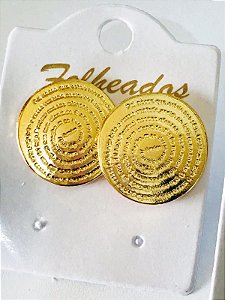 BRINCO PAI NOSSO REDONDO AÇO FOLHEADO DOURADO
