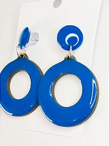 BRINCO EM MADEIRA MDF E RESINA AZUL ¨AZ-07¨